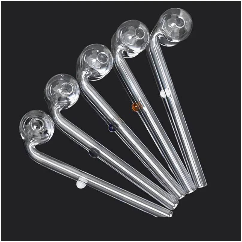 6.29 inch length thick transparent glass oil burner pipe clear pyrex glass hand pipes random colored handcraft smoking tubes wholesale