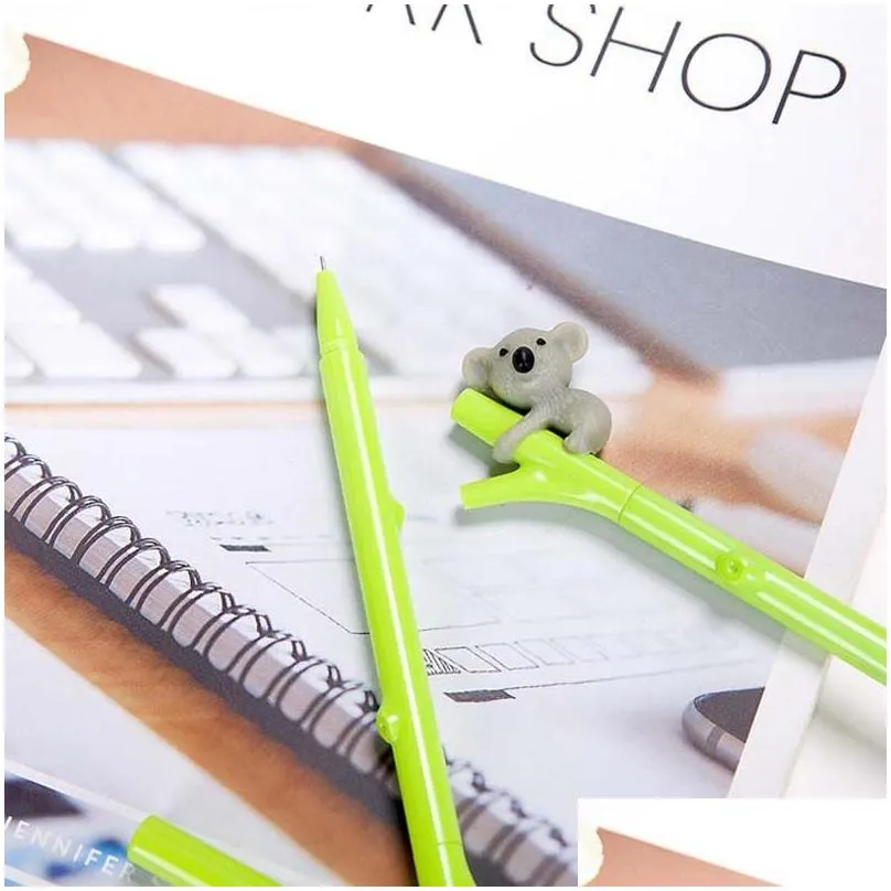 wholesale 25pcs cute koala bear gel pen for writing 0.5mm roller ball black color pen office kawaii stationery accessories school