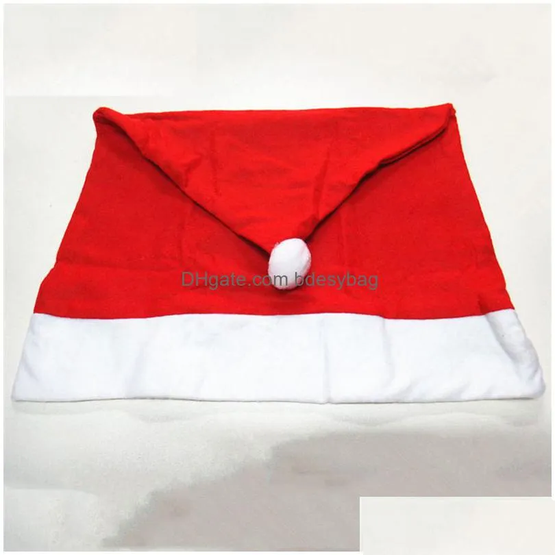 christmas chair cover santa clause red hat chair back covers dinner chair cap xmas chairs cover home christmas party decoration vt0531