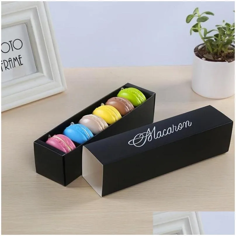 macaron box cake box biscuit muffin box 20.3x5.3x5.3cm black blue green white 4 color