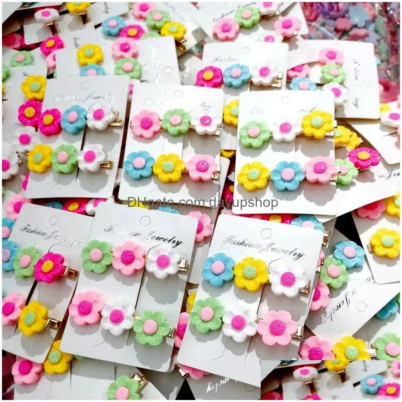 fashion charm hair clips likable 50 paper jam 3 styles flower type ear clip set mixed kids cartoon resin children newest jewelrys beautiful girls