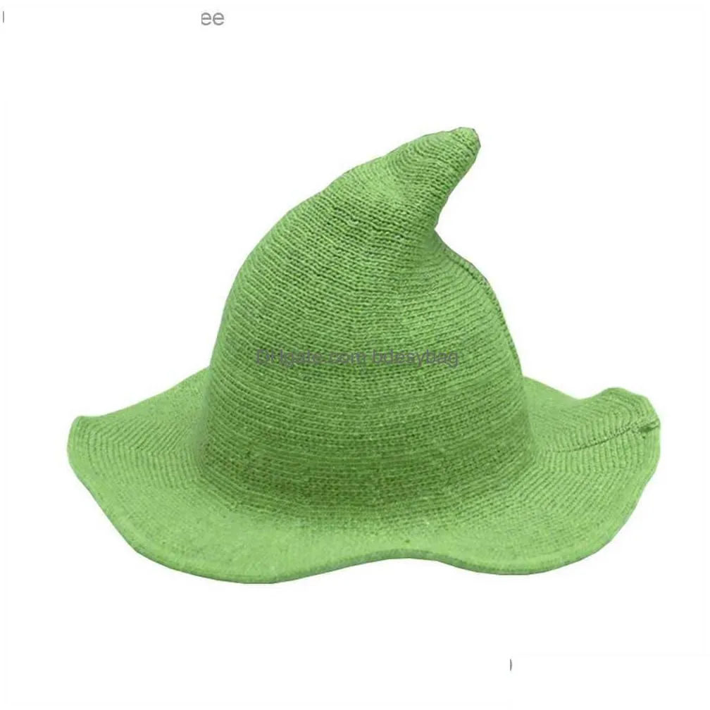 adult children`s halloween witch hat wool knit hat solid hat party fancy dress witch hat top corner hat dress up role playing props