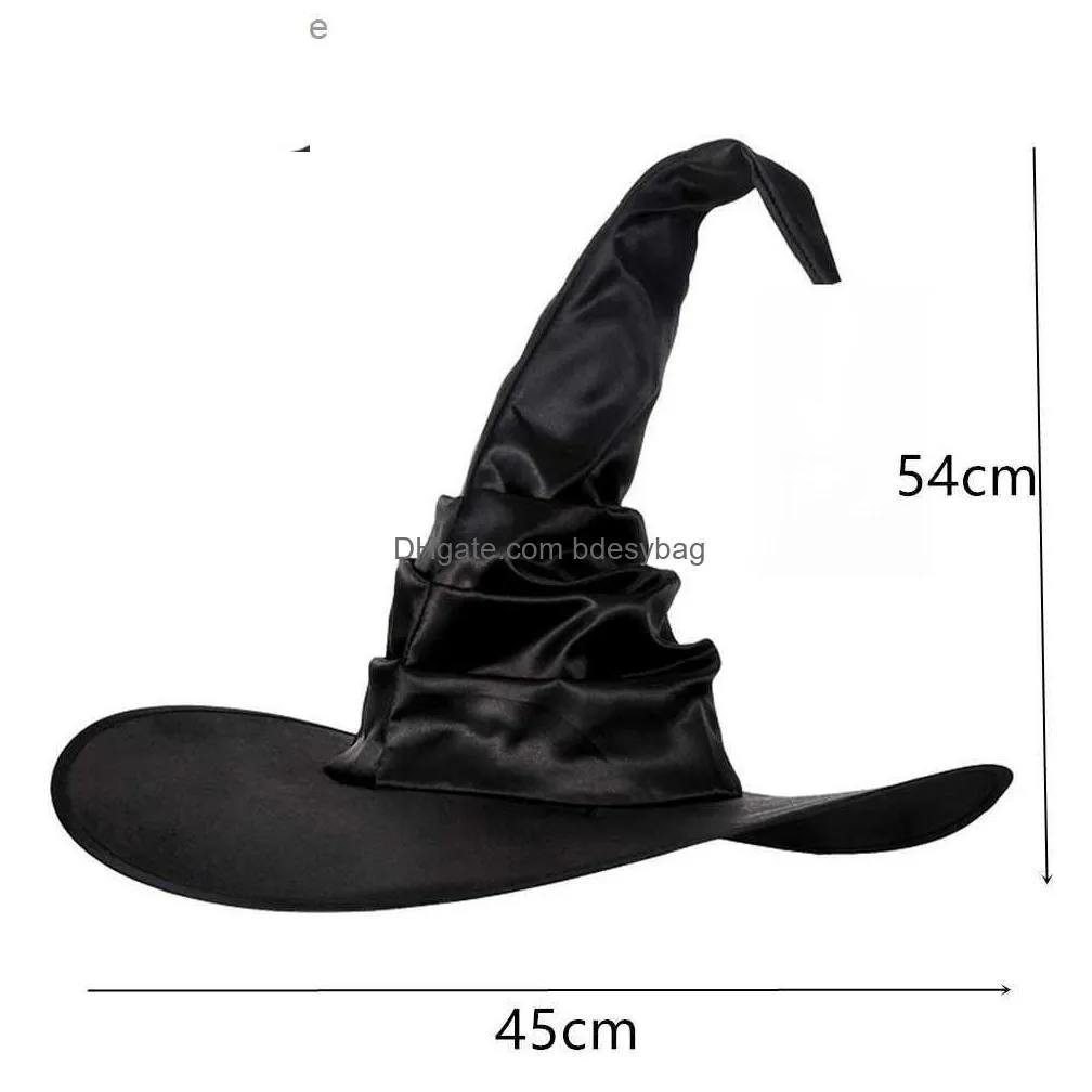 halloween witch hat black folding witch hat women`s makeup party role playing props decoration carnival clothing accessories z230809