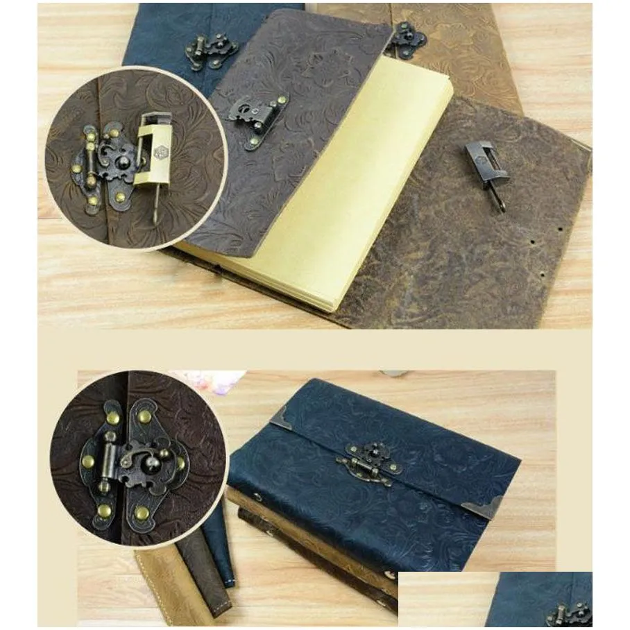 wholesale wholesale-authentic cowhide hardcover book diary password with lock notepad genuine leather european retro notebook 