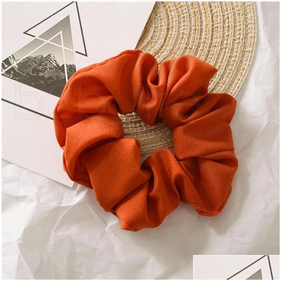 women girls solid chiffon scrunchies elastic ring hair ties accessories ponytail holder hairbands rubber band scrunchies