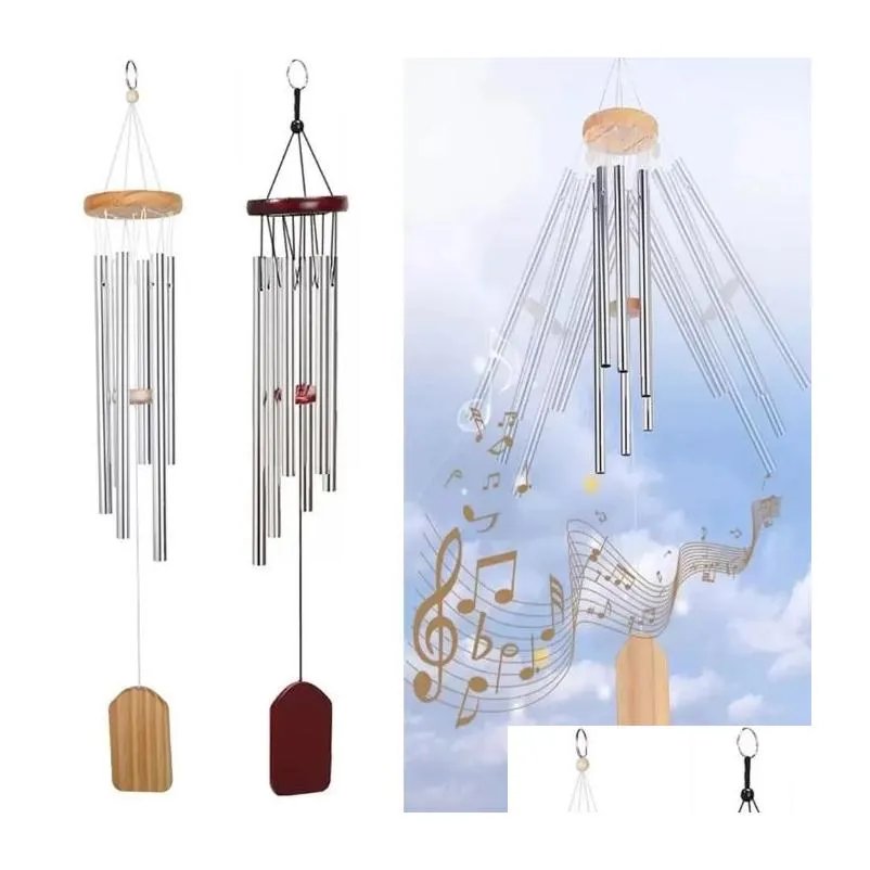 wind chimes antique solid wood metal aluminum 6 tube windchime pendant chapel bells home ornament aeolian