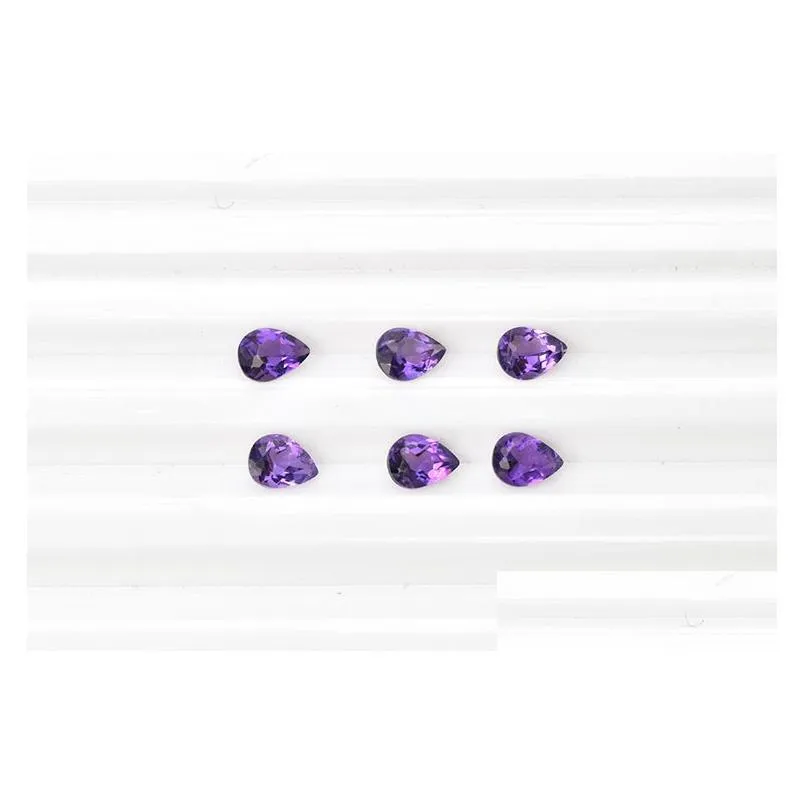 10pcs/lot dark purple 8x12-15x20mm pear brilliant facet cut 100% authentic natural amethyst crystal high quality gem stones for