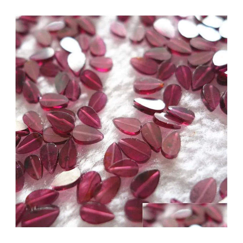 30pcs a lot 100% natural semi-precious stone red garnet pear shape 4*6mm with through hole wholesale loose beads for jewelry diy