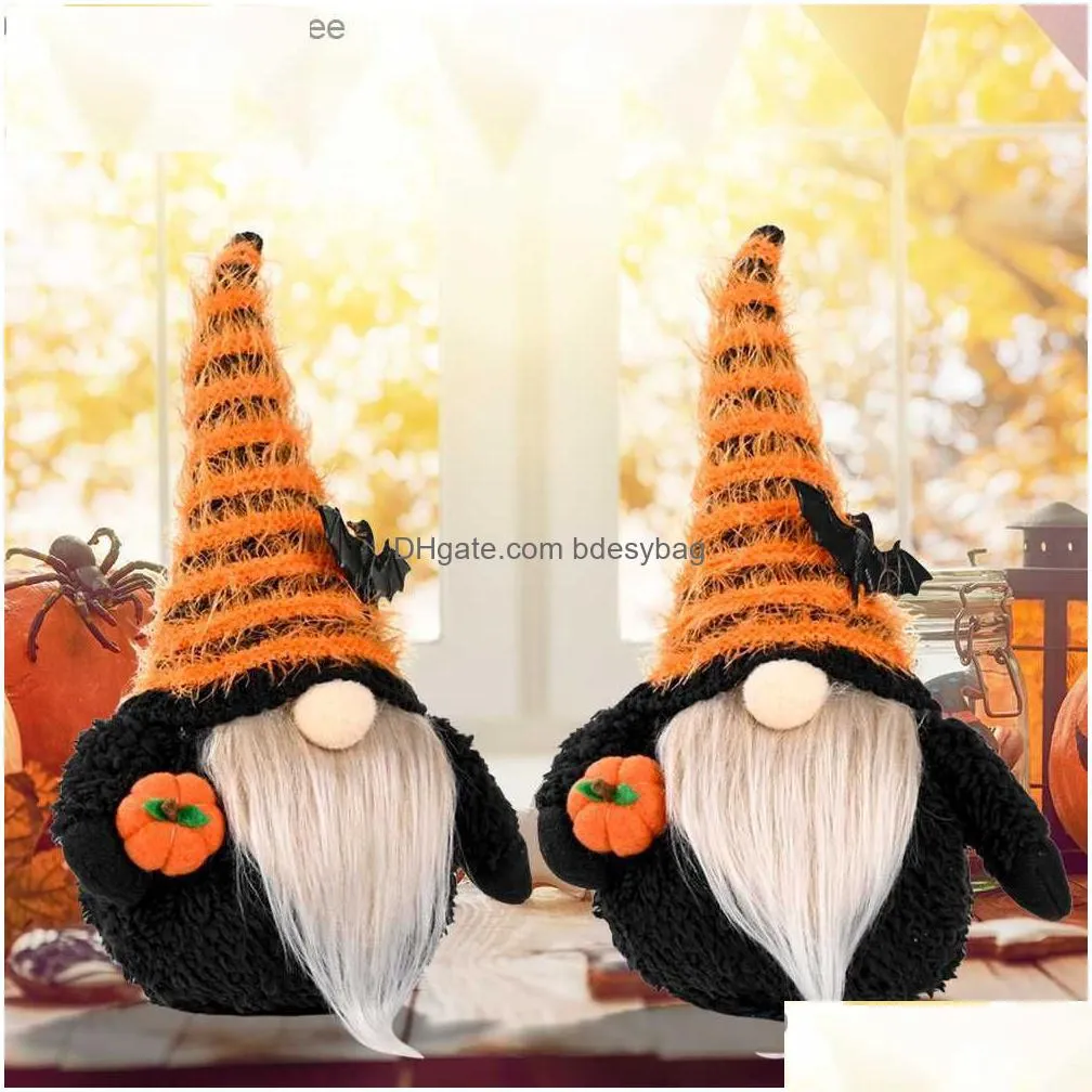 party supplies halloween decoration faceless gnome holding pumpkin handmade plush doll figurines holiday props ornaments xbjk21075076680