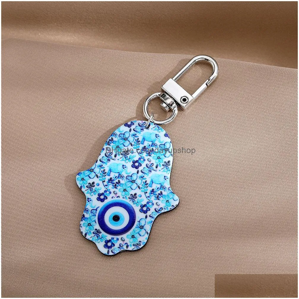 bohemian style vintage colorful pattern fatima hand evil eye key rings keychain decorate jewelry