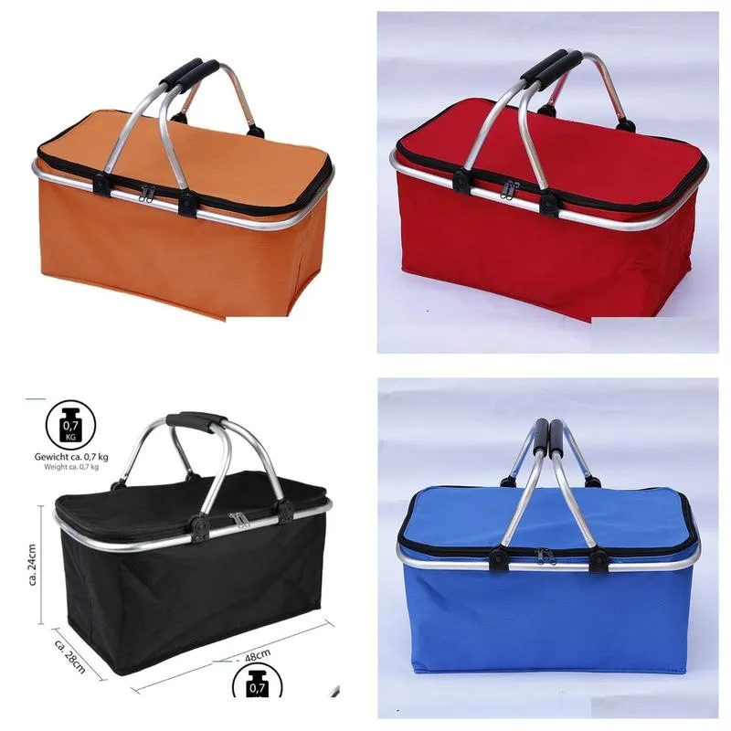 portable picnic lunch bag ice cooler box storage travel basket cooler cool hamper shopping basket bag box q2