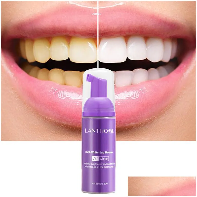 v34 teeth whitening mousse color corrector removes and  breath cleans the stain stains tooth whitening oral hygiene toothpaste