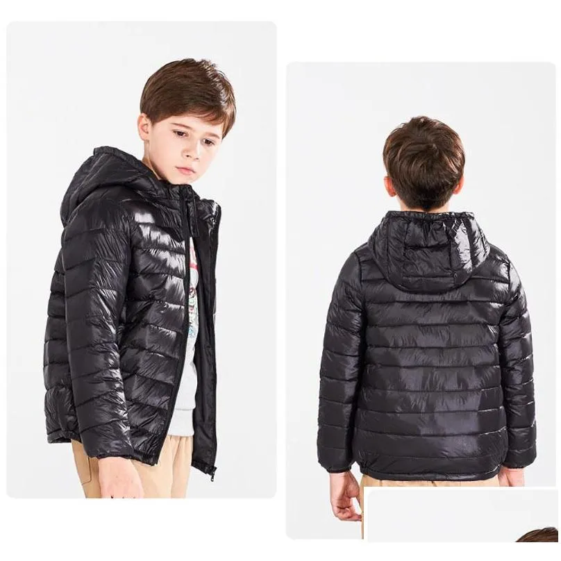 90% duck down winter down jacket boy girl child kid light coat hooded thin warm big boys outerwears 2 4 6 8 10 12 14 16 years 201102