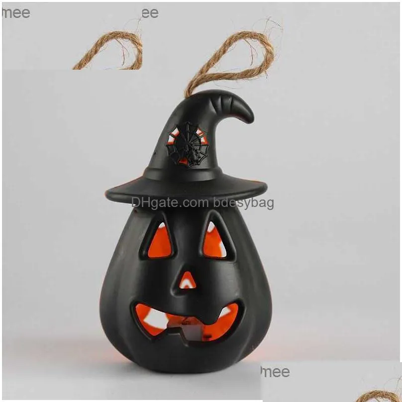 led halloween pumpkin ghost lantern lamp diy hanging scary candle light halloween decoration for home horror props kids toy y08274921092