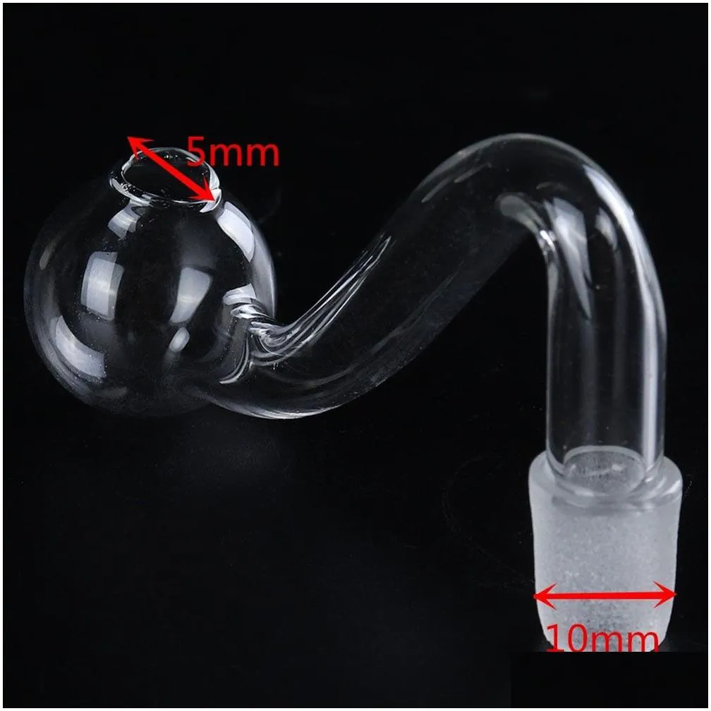 clear 10mm male joint glass bowls pyrex glass oil burner pipe transparent tobacco bent bowl hookah adapter thick bong pipes smoking tube nail burning