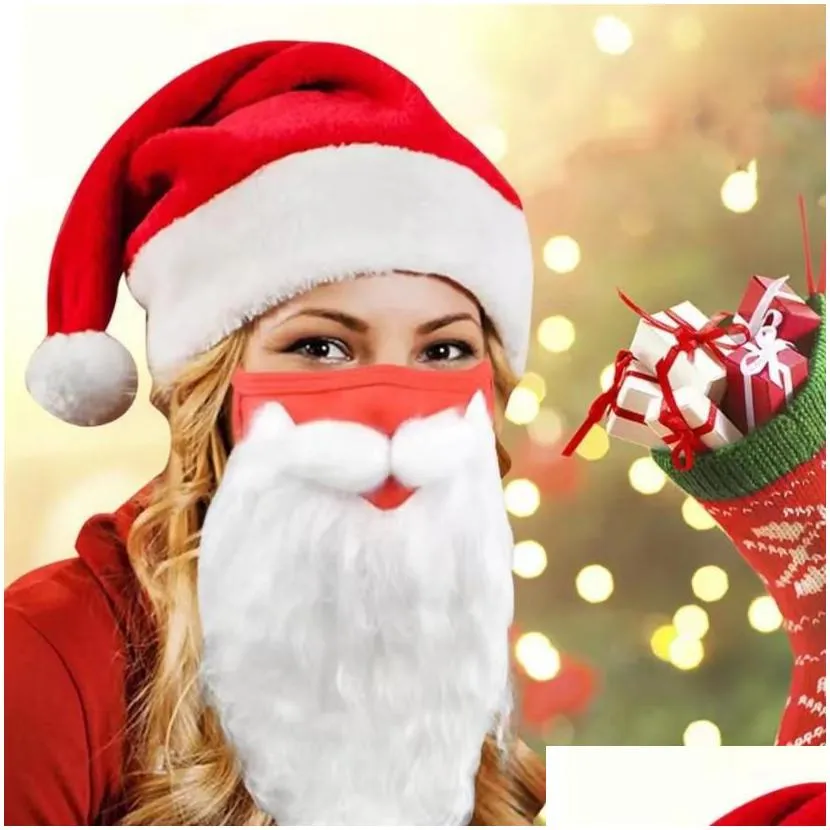 party gift christmas mask santa claus beard visitor white beard funny dress up europe united states cross border winter warm dustproof