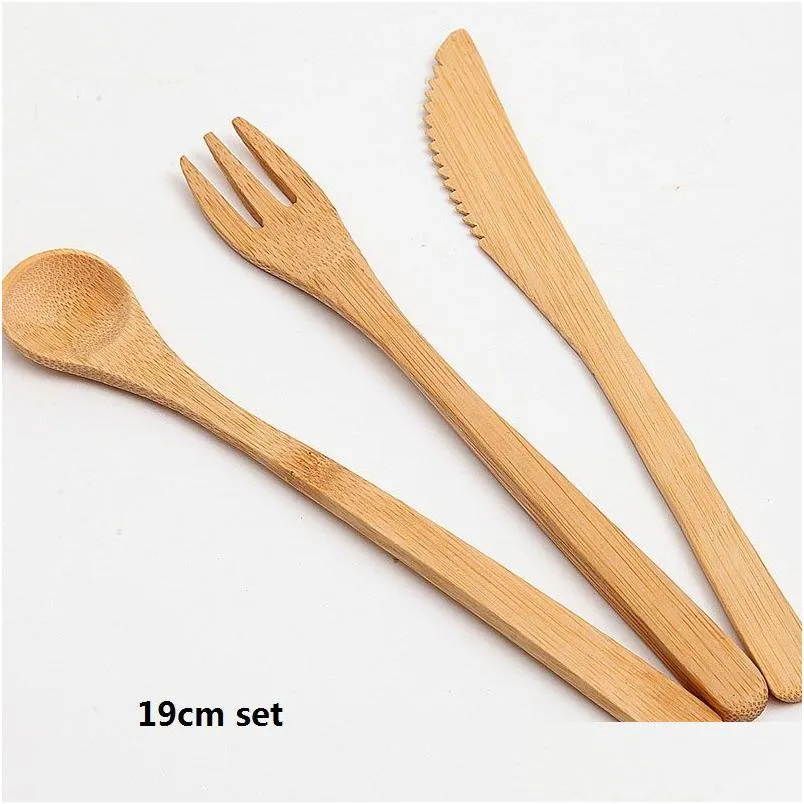  japanese style bamboo wooden cutlery set fork cutter cutting reusable kitchen tool 3pcs one set