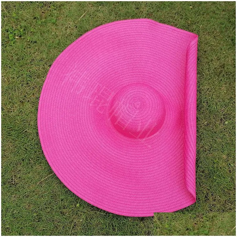 70cm diameter large wide brim straw hat hair accessories women beach hats big ladies summer 2021 uv protection foldable sun shade cap