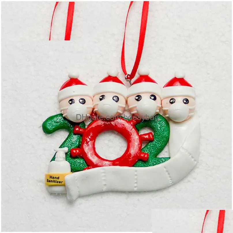 2020 lovely christmas ornament personalized family 2 3 4 5 pvc decorations masked snowman christmas tree hanging pendant vt1662