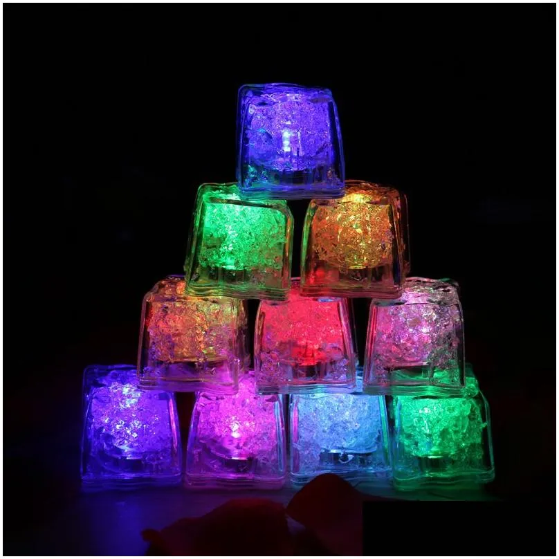 led ice cubes bar flash auto changing crystal cube water-actived light-up 7 color for romantic party wedding xmas gift