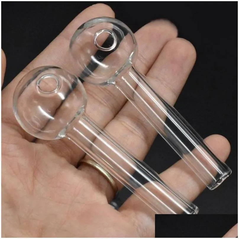 7cm long thick transparent smoking pipes 2.7 inch length 3cm big bowl pyrex glass oil burner concentrate pipe handcraft clear smoking tubes for smokers