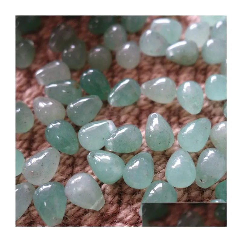 cheap price 50pcs natural gemstones green aventurine drop shape 9*12mm loose beads for jewelry diy earrings necklace bracelet free