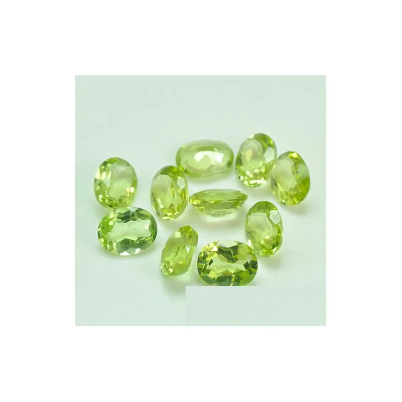 authentic natural peridot oval facet cut 6x8-8x10 semi-precious loose gemstone for jewelry setting 10pcs/lot