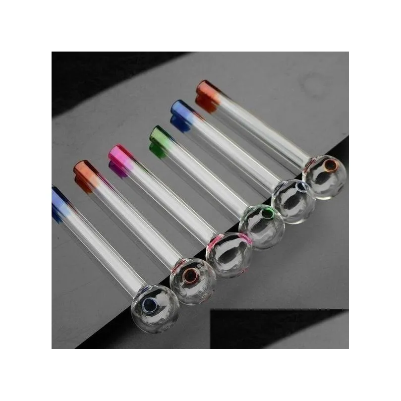 4.1 inch colorful glass pipe oil nail burning jumbo pipes 10.5cm thick transparent durable smoking tubes 105mm pyrex glass burner concentrate for