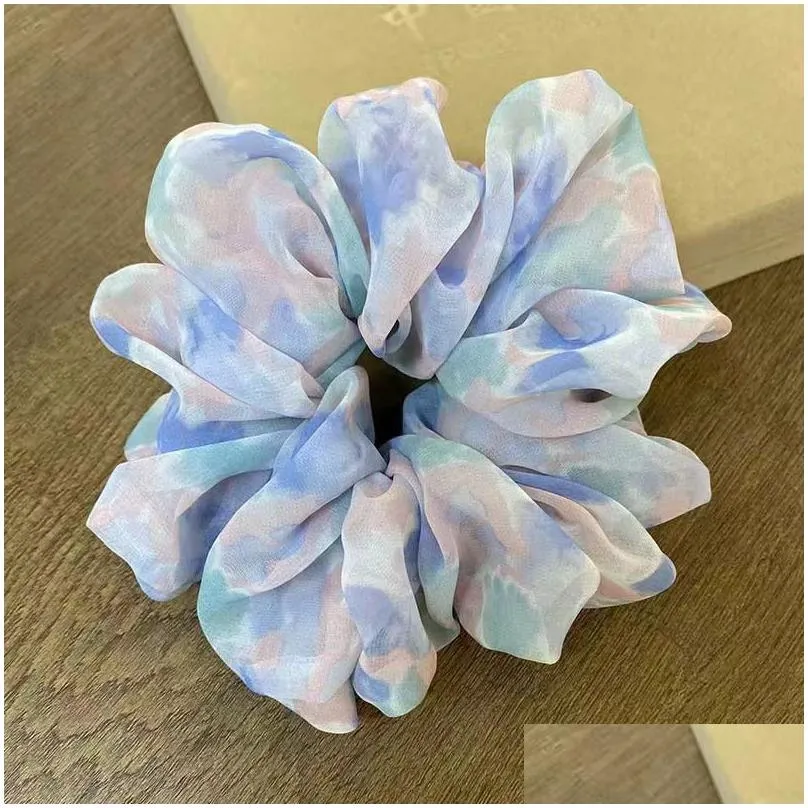 floral soft hair scrunchies warm elastic hairband women girls ponytail holder rubber band hair accessories