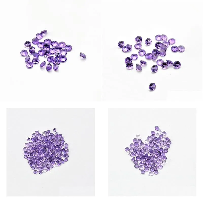 dark purple 100pcs/lot 1-5mm round brilliant cut 100% authentic natural amethyst crystal high quality gem stones for jewelry making