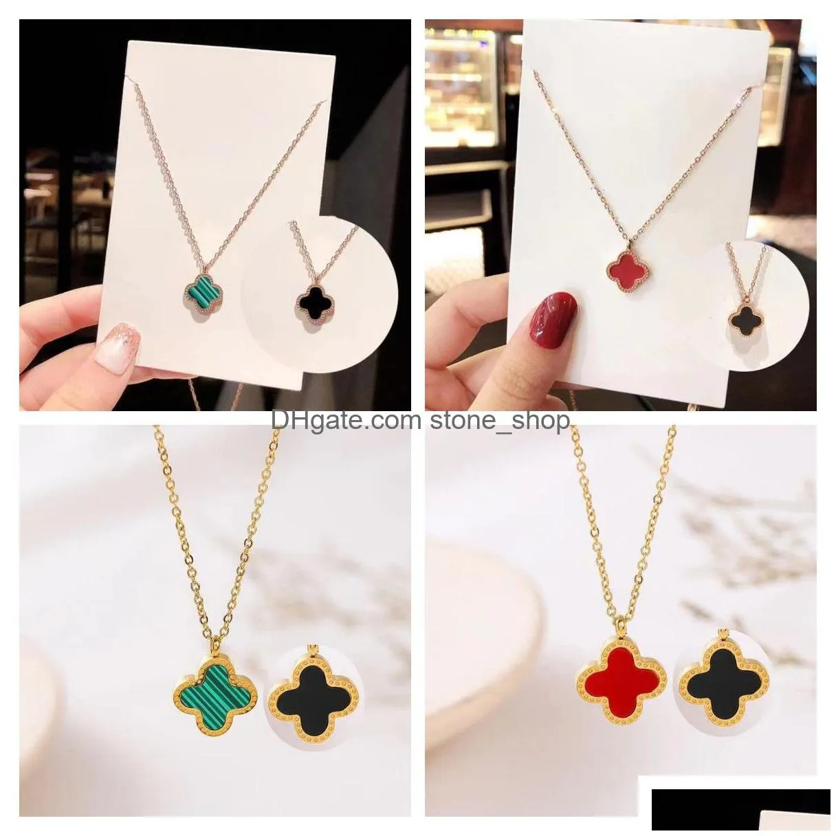  est designer flower necklace 4/four leaf clover with diamonds elegant clover necklaces earrings for woman jewelry gift high quality