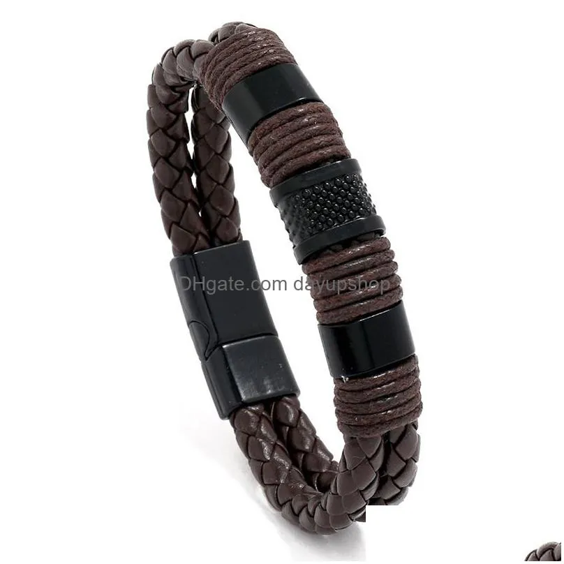 handmade pu leather cuff bracelets for men and women gift