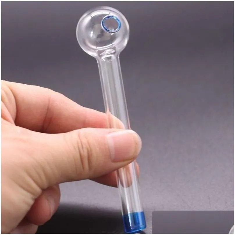 105mm pyrex glass burner concentrate pipes oil nail burning jumbo pipe 10.5cm thick transparent durable smoking tubes 4.1 inch colorful glass bowl for