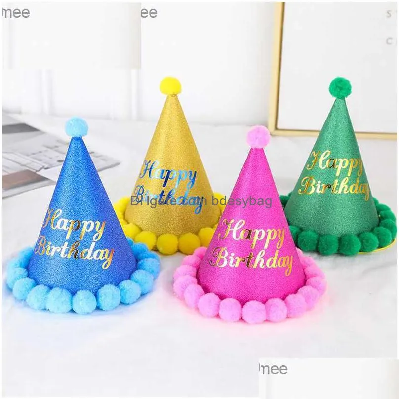birthday party decoration serve party hat children`s birthday party clothing supply fill ball party birthday hat wholesale z230809