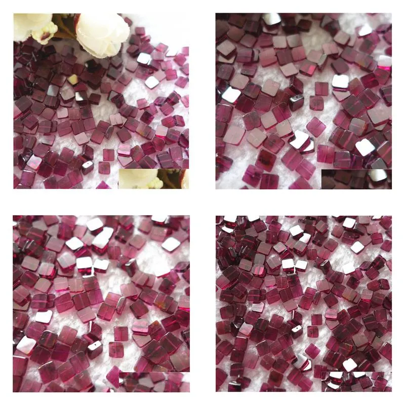 30pcs a lot 100% natural semi-precious stone red garnet square shape 5*5mm with through hole wholesale loose beads for jewelry diy