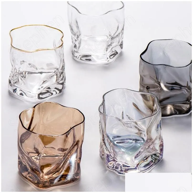 wine glasses golden stroke irregular s glass nordic modern transparent cocktail mikl mugs drinking cups home drinkware