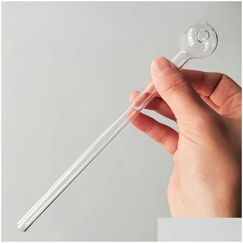 20cm length clear glass pipe oil nail burning jumbo pipes 25mm big bowl pyrex glass burner concentrate 7.9 inch thick transparent smoking tubes for