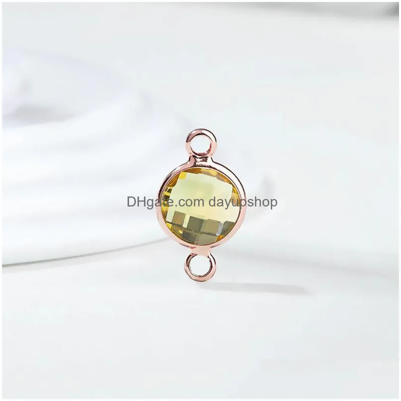 diy jewelry making double hook charms rose gold plated 8mm round crystal birthstone