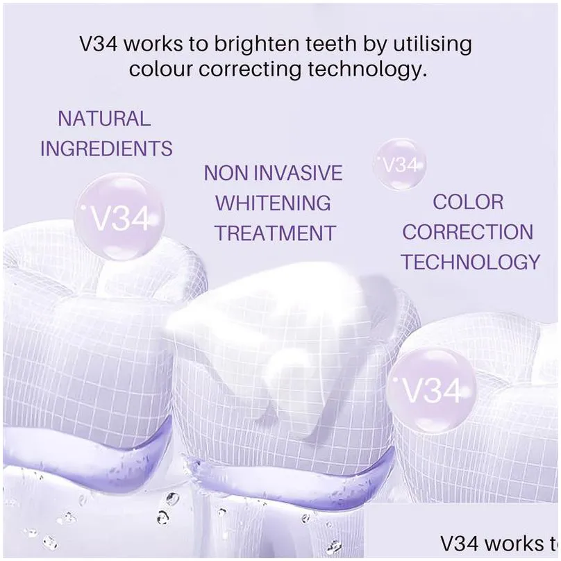 v34 teeth whitening mousse color corrector removes and  breath cleans the stain stains tooth whitening oral hygiene toothpaste