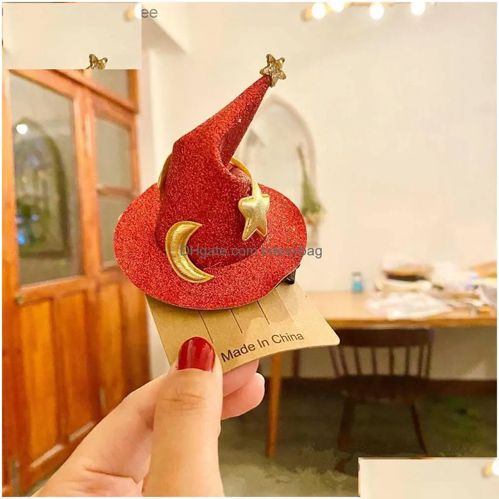 halloween witch hat hairpin mini star moon witch hat hairpin women`s party clothing decoration headwear party supplies z230809