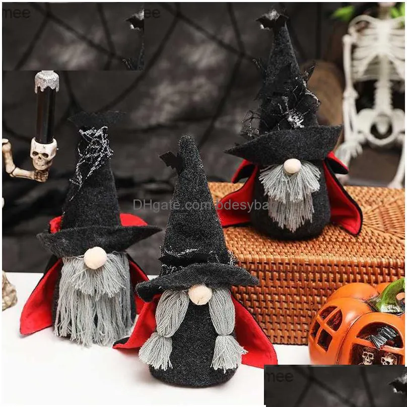 halloween decorations grey beard cloak dolls with black bat hat faceless dwarf doll party atmosphere props ornaments c70814e z230814