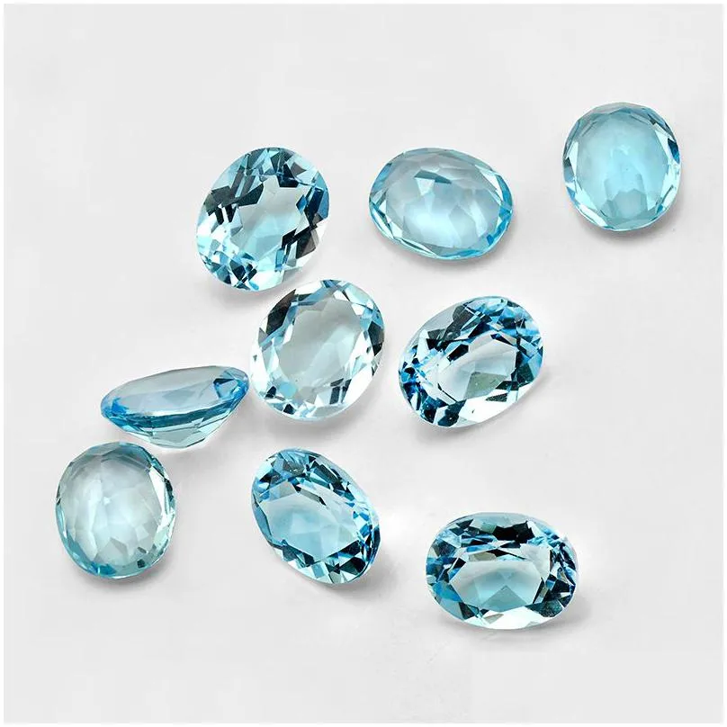 20pcs oval 3*5mm 4*6mm 5*7mm high quality eye clear good brilliant cut 100% natural sky blue topaz loose gemstones for gold & silver