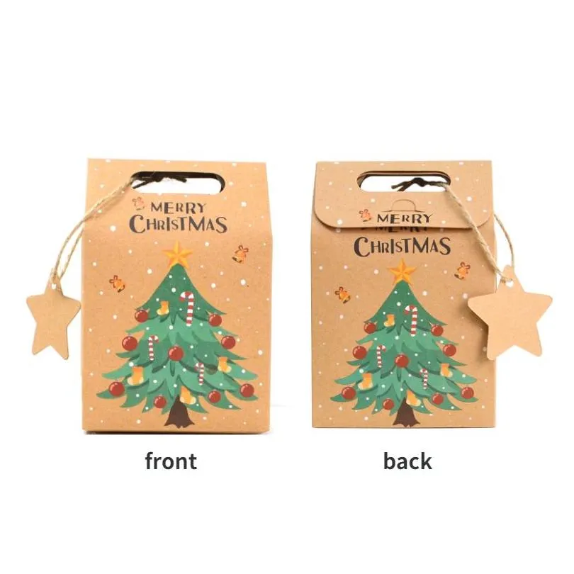 Christmas Gifts Warp Candy Box Snow Kraft Paper Bag Holiday Gift Box