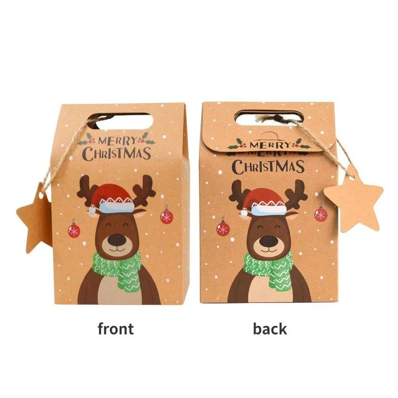 Christmas Gifts Warp Candy Box Snow Kraft Paper Bag Holiday Gift Box