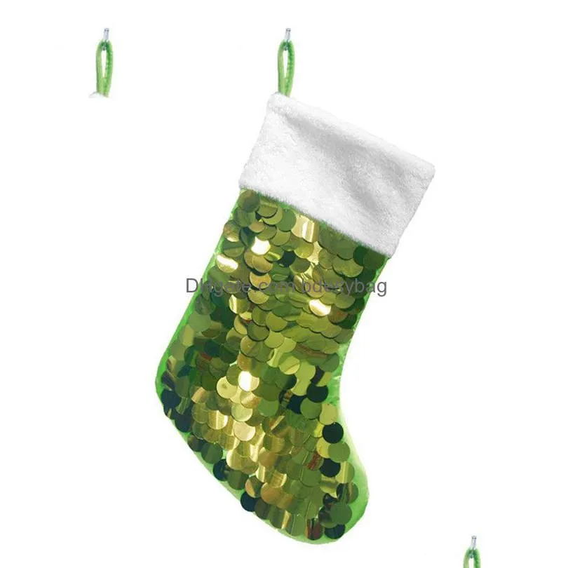 sequin christmas socks merry christmas gift candy storage bag pink red green gold 19 inches sequin xmas gift decorative stocking