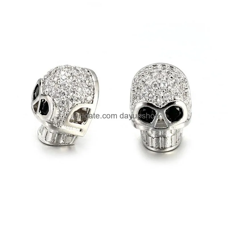 diy gift jewelry cz micro pave skull beads charm for bracelet making