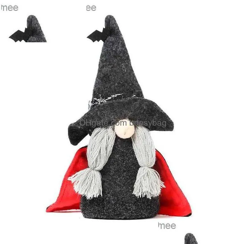 halloween decorations grey beard cloak dolls with black bat hat faceless dwarf doll party atmosphere props ornaments c70814e z230814