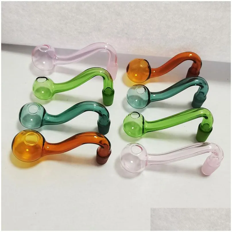 10mm male glass bowls pyrex glass oil burner pipe tobacco bowl hookah shisha adapter thick bong pipes clear blue green yellow pink mix colors smoking accessories