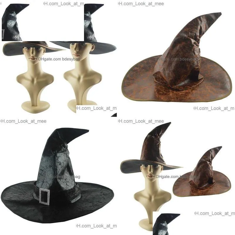 wearing props halloween leather witch hat wizard hat halloween party adult and child role-playing clothing accessories z230809