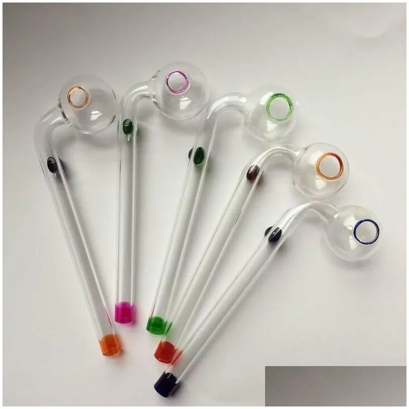 155mm glass pipes smoking tubes 6.1 inch colorful thick transparent durable oil nail burning jumbo pipe 15.5cm pyrex glass burner concentrate bowl for